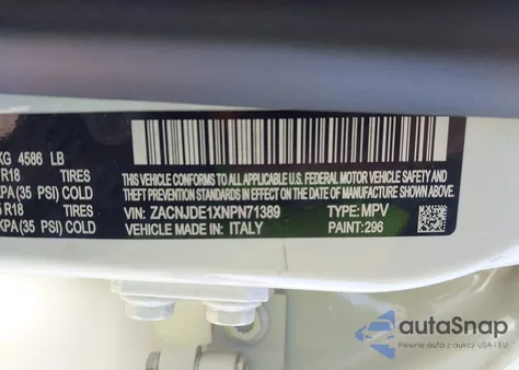 2022 Jeep Renegade Altitude 4X4 z USA, uszkodzony, nr VIN ZACNJDE1XNPN71389